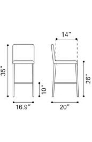 Zuo Confidence Counter Chair - Set Of 2 | Counter Stools | Modishstore-6