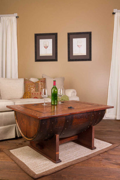 Napa East Wine Barrel Distressed Finish Coffee Table