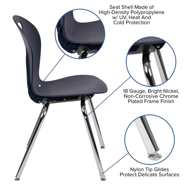 Advantage Titan Navy Student Stack School Chair - 18-Inch By Flash Furniture | Side Chairs | Modishstore - 2