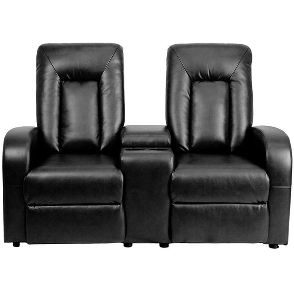 Eclipse Series 2-Seat Reclining Black Leathersoft Theater Seating Unit With Cup Holders By Flash Furniture | Chairs & Recliners | Modishstore - 4