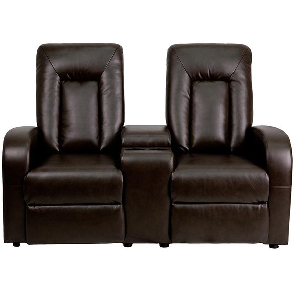 Eclipse Series 2-Seat Reclining Brown Leathersoft Theater Seating Unit With Cup Holders By Flash Furniture | Chairs & Recliners | Modishstore - 4