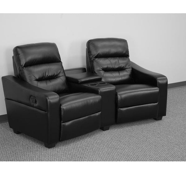 Futura Series 2-Seat Reclining Black Leathersoft Theater Seating Unit With Cup Holders By Flash Furniture | Chairs & Recliners | Modishstore - 3