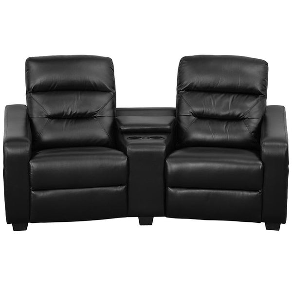 Futura Series 2-Seat Reclining Black Leathersoft Theater Seating Unit With Cup Holders By Flash Furniture | Chairs & Recliners | Modishstore - 4