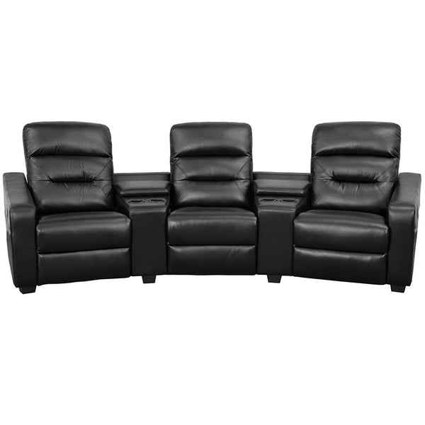 Futura Series 3-Seat Reclining Black Leathersoft Theater Seating Unit With Cup Holders By Flash Furniture | Chairs & Recliners | Modishstore - 4