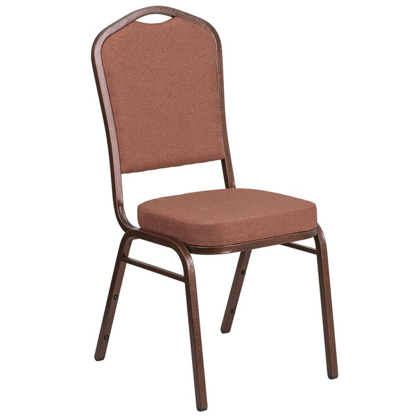 Hercules Series Crown Back Stacking Banquet Chair In Brown Fabric - Copper Vein Frame By Flash Furniture | Side Chairs | Modishstore