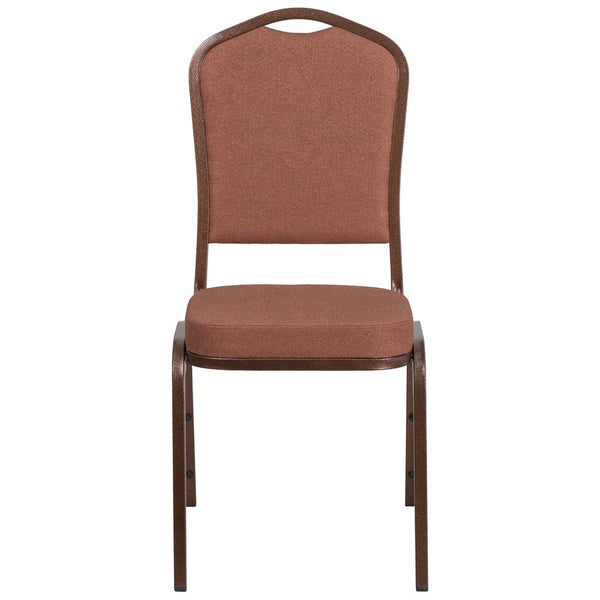 Hercules Series Crown Back Stacking Banquet Chair In Brown Fabric - Copper Vein Frame By Flash Furniture | Side Chairs | Modishstore - 4