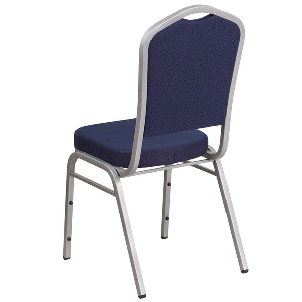 Hercules Series Crown Back Stacking Banquet Chair In Navy Fabric - Silver Frame By Flash Furniture | Side Chairs | Modishstore - 3