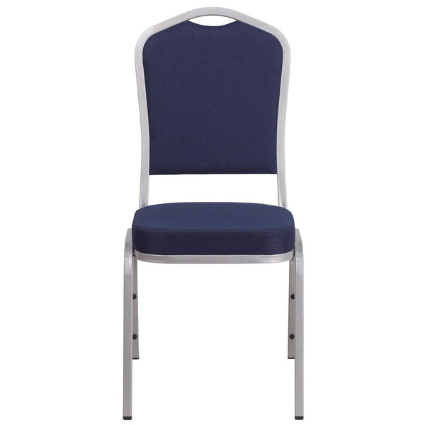 Hercules Series Crown Back Stacking Banquet Chair In Navy Fabric - Silver Frame By Flash Furniture | Side Chairs | Modishstore - 4