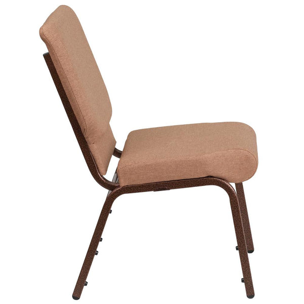 Hercules Series 18.5''W Stacking Church Chair In Caramel Fabric - Copper Vein Frame By Flash Furniture | Side Chairs | Modishstore - 2