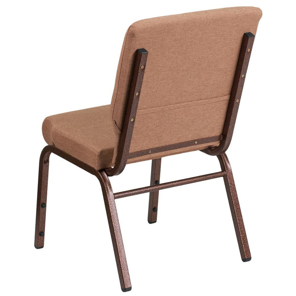 Hercules Series 18.5''W Stacking Church Chair In Caramel Fabric - Copper Vein Frame By Flash Furniture | Side Chairs | Modishstore - 3