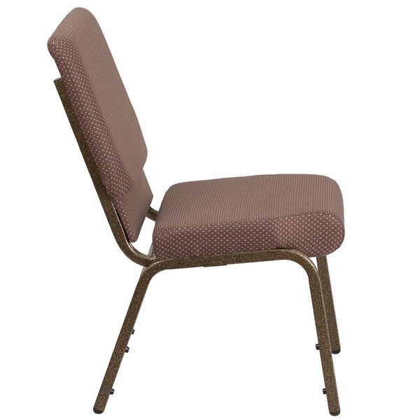 Hercules Series 18.5''W Stacking Church Chair In Brown Dot Fabric - Gold Vein Frame By Flash Furniture | Side Chairs | Modishstore - 2