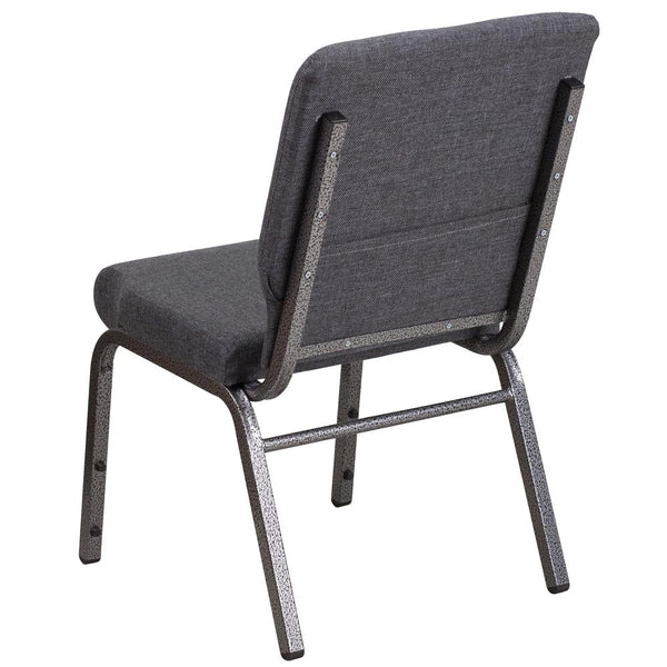 Hercules Series 18.5''W Stacking Church Chair In Dark Gray Fabric - Silver Vein Frame By Flash Furniture | Side Chairs | Modishstore - 3