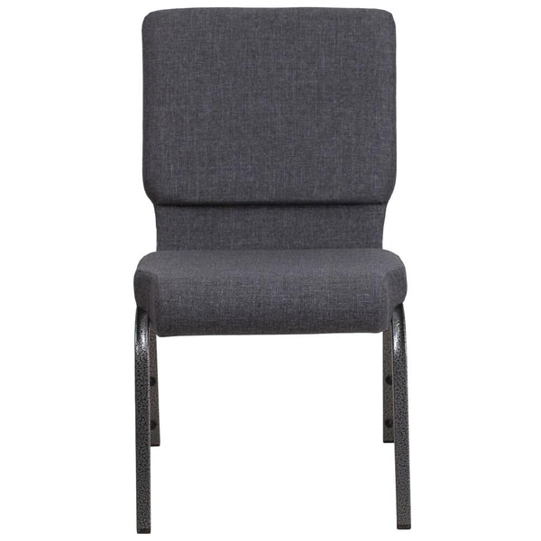 Hercules Series 18.5''W Stacking Church Chair In Dark Gray Fabric - Silver Vein Frame By Flash Furniture | Side Chairs | Modishstore - 4