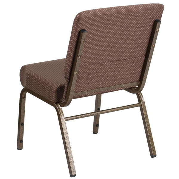 Hercules Series 21''W Stacking Church Chair In Brown Dot Fabric - Gold Vein Frame By Flash Furniture | Side Chairs | Modishstore - 3