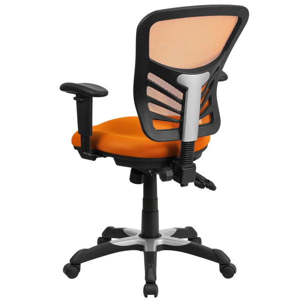 Mid-Back Orange Mesh Multifunction Executive Swivel Ergonomic Office Chair With Adjustable Arms By Flash Furniture | Office Chairs | Modishstore - 2