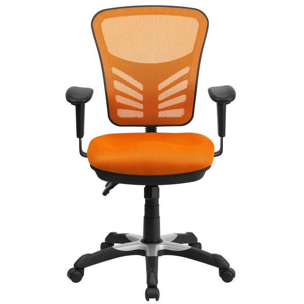 Mid-Back Orange Mesh Multifunction Executive Swivel Ergonomic Office Chair With Adjustable Arms By Flash Furniture | Office Chairs | Modishstore - 4