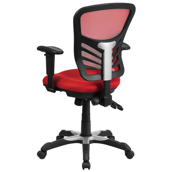 Mid-Back Red Mesh Multifunction Executive Swivel Ergonomic Office Chair With Adjustable Arms By Flash Furniture | Office Chairs | Modishstore - 2