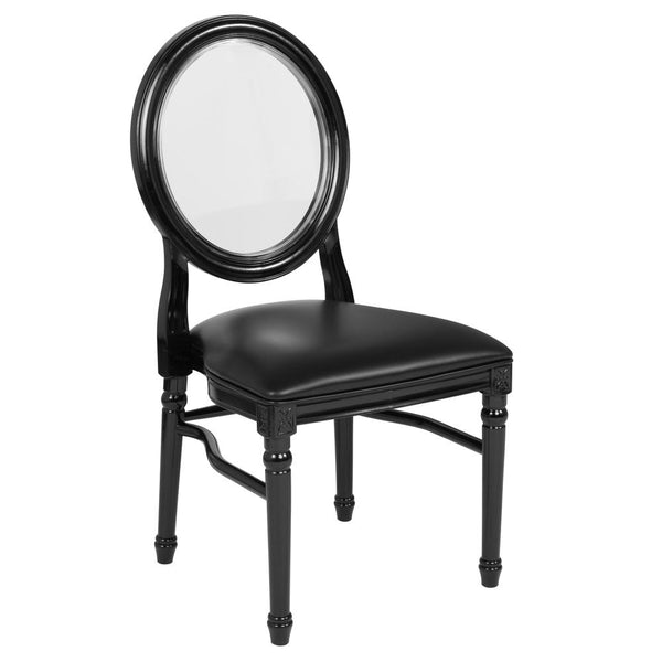 Hercules Series 900 Lb. Capacity King Louis Chair With Transparent Back, Black Vinyl Seat And Black Frame By Flash Furniture | Dining Chairs | Modishstore - 2