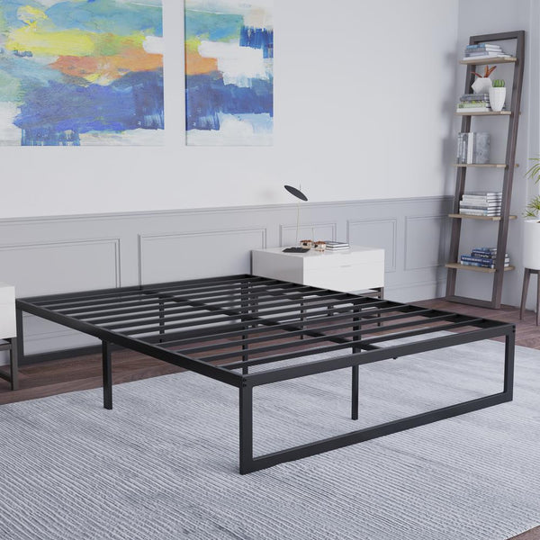 Universal 14 Inch Metal Platform Bed Frame - No Box Spring Needed W/ Steel Slat Support And Quick Lock Functionality - Queen By Flash Furniture | Beds | Modishstore - 2