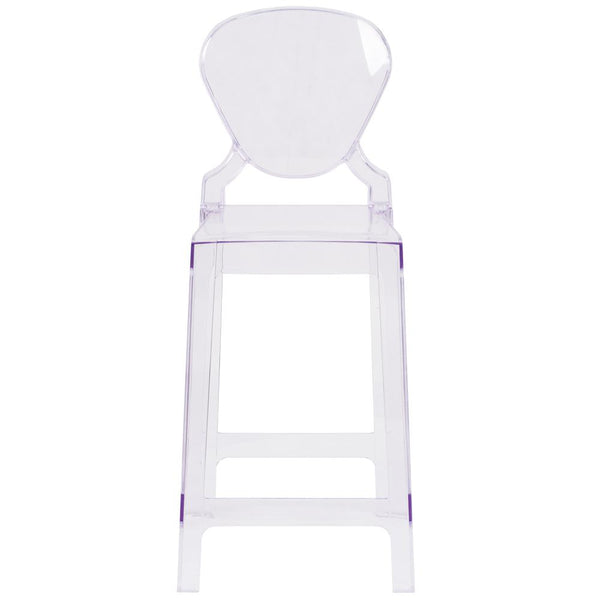 Ghost Counter Stool With Tear Back In Transparent Crystal By Flash Furniture | Bar Stools | Modishstore - 4