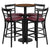 24'' Round Walnut Laminate Table Set With Round Base And 4 Two-Slat Ladder Back Metal Barstools - Burgundy Vinyl Seat By Flash Furniture | Bar Stools & Table | Modishstore - 2