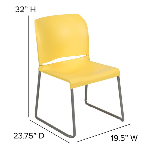 Hercules Series 880 Lb. Capacity Yellow Full Back Contoured Stack Chair With Gray Powder Coated Sled Base By Flash Furniture | Side Chairs | Modishstore - 4