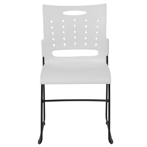 Hercules Series 881 Lb. Capacity White Sled Base Stack Chair With Air-Vent Back By Flash Furniture | Side Chairs | Modishstore - 4