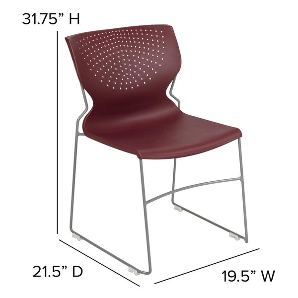 Hercules Series 661 Lb. Capacity Burgundy Full Back Stack Chair With Gray Powder Coated Frame By Flash Furniture | Side Chairs | Modishstore - 4