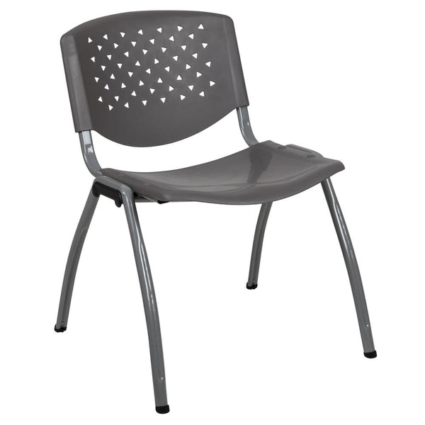 Hercules Series 880 Lb. Capacity Gray Plastic Stack Chair With Titanium Gray Powder Coated Frame By Flash Furniture | Side Chairs | Modishstore