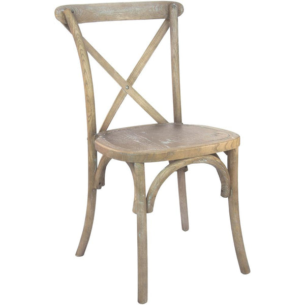 Advantage Medium Natural With White Grain X-Back Chair By Flash Furniture | Dining Chairs | Modishstore