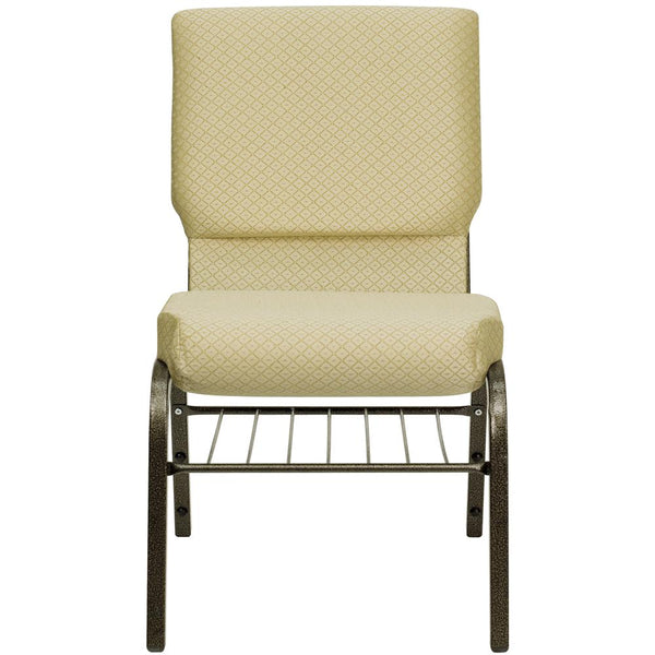 Hercules Series 18.5''W Church Chair In Beige Patterned Fabric With Book Rack - Gold Vein Frame By Flash Furniture | Side Chairs | Modishstore - 4