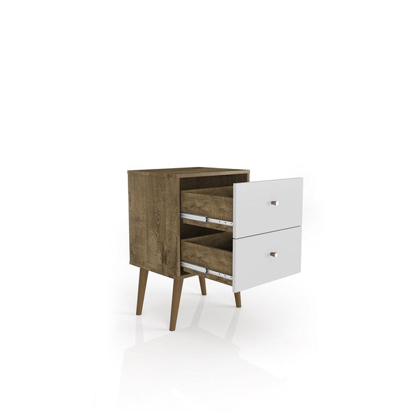 Manhattan Comfort Liberty Mid Century - Modern Nightstand 2.0 with 2 Full Extension Drawers | Nightstands | Modishstore-24