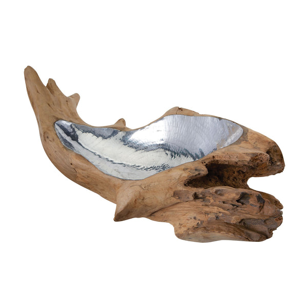 Dimond Home Teak Root Bowl With Aluminum Insert