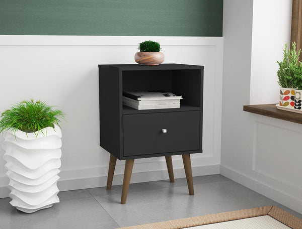 Manhattan Comfort Liberty Mid Century - Modern Nightstand 1.0 with 1 Cubby Space | Nightstands | Modishstore