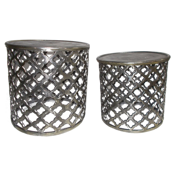 A&B Home Round Aluminum Tables - Set Of 2