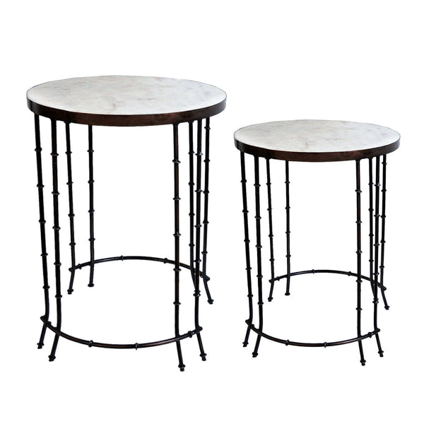 A&B Home Fenna Side Tables With Marble Top - Set Of 2