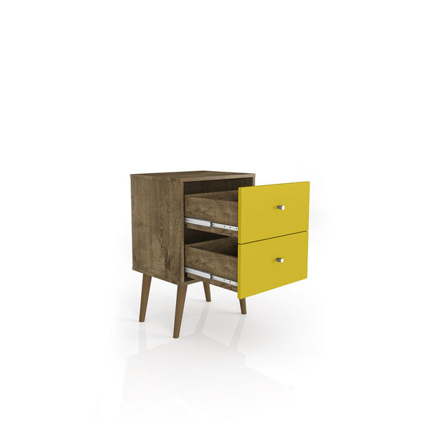 Manhattan Comfort Liberty Mid Century - Modern Nightstand 2.0 with 2 Full Extension Drawers | Nightstands | Modishstore-27