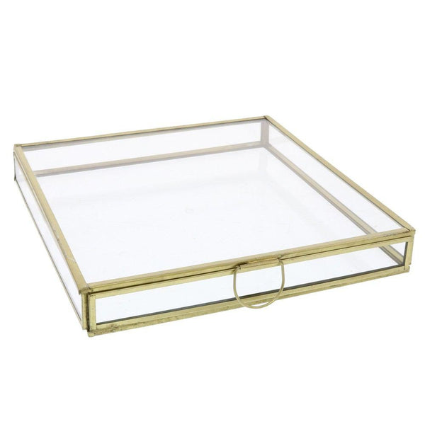 HomArt Monroe Flat Square Box - Brass - Med - Set of 2-5