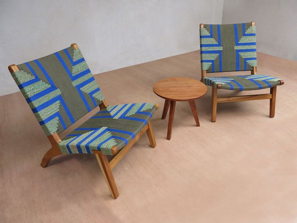 Masaya Lounge Chair - Emerald Coast Pattern and Teak