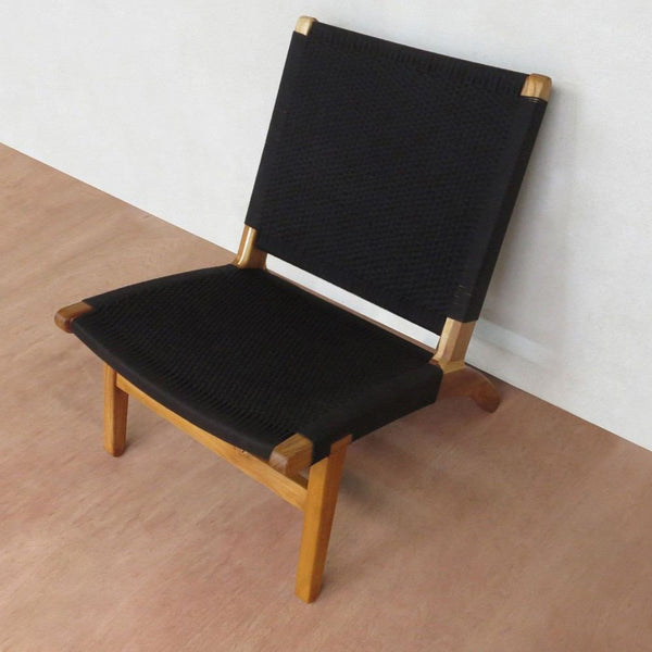 Masaya Lounge Chair - Black Handwoven Manila And Teak