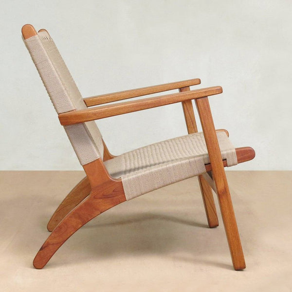 Masaya Arm Chair - Khaki Handwoven Manila And Royal Mahogany