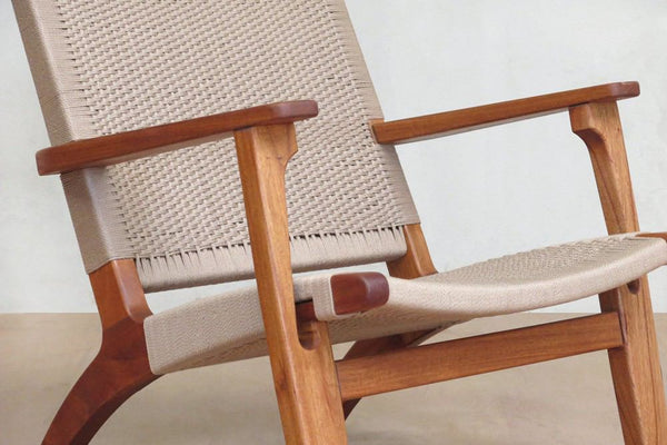 Masaya Arm Chair - Khaki Handwoven Manila And Royal Mahogany