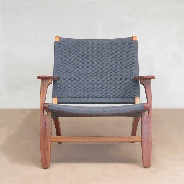 Masaya Abuelo Lounge Chair - Charcoal Handwoven Manila & Royal Mahogany