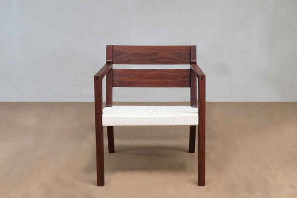 Masaya Managua Arm Chair - Handwoven White Chess Weave And Rosita Walnut