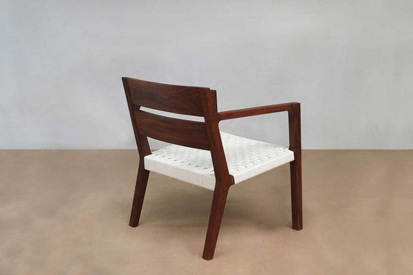 Masaya Managua Arm Chair - Handwoven White Chess Weave And Rosita Walnut