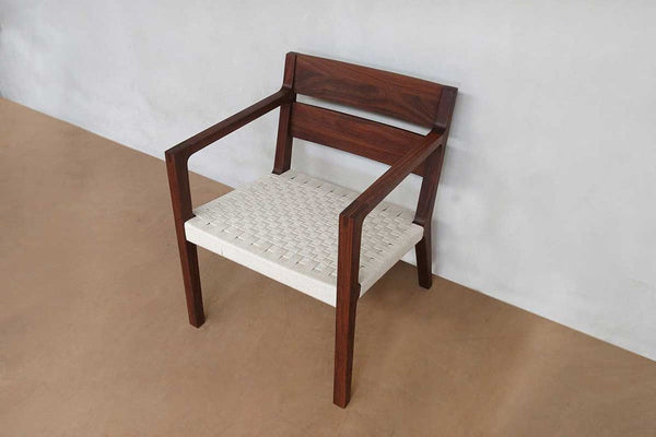 Masaya Managua Arm Chair - Handwoven White Chess Weave And Rosita Walnut