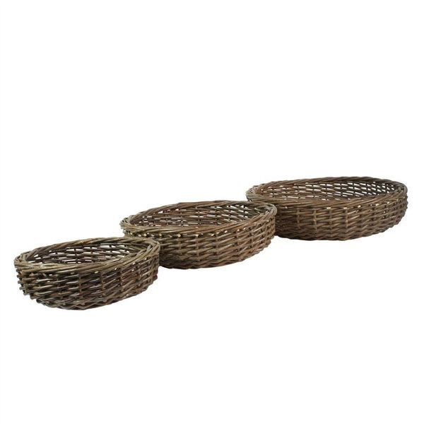 HomArt Willow Baskets Low Round - Set of 3 - Natural-2