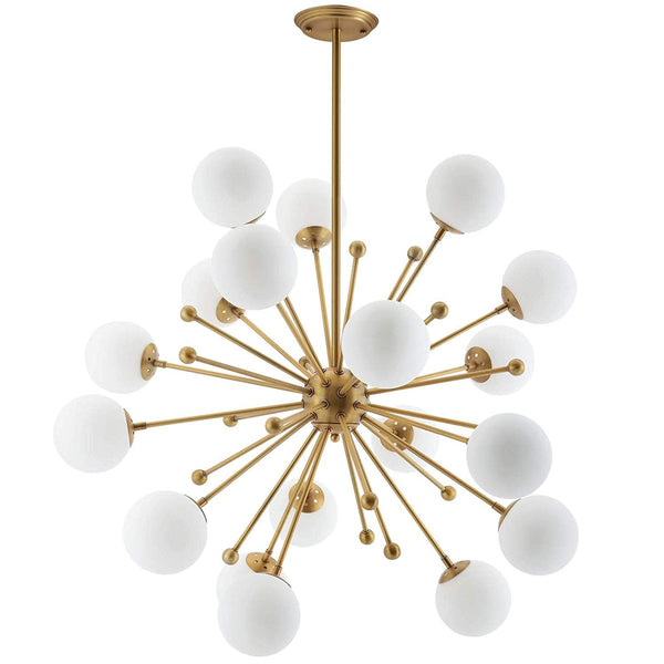 Modway Constellation White Glass and Brass Pendant Chandelier | Chandeliers | Modishstore-2