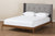 baxton studio brooklyn mid century modern walnut wood grey fabric queen size platform bed | Modish Furniture Store-2