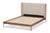 baxton studio brooklyn mid century modern walnut wood beige fabric queen size platform bed | Modish Furniture Store-10